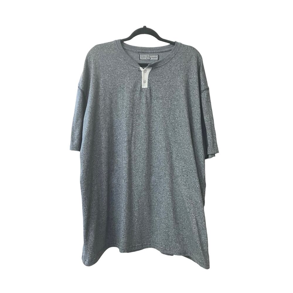 Counter Intelligence Men's Heather Grey Short Sleeve PolyCotton Casual Top Sz 5X